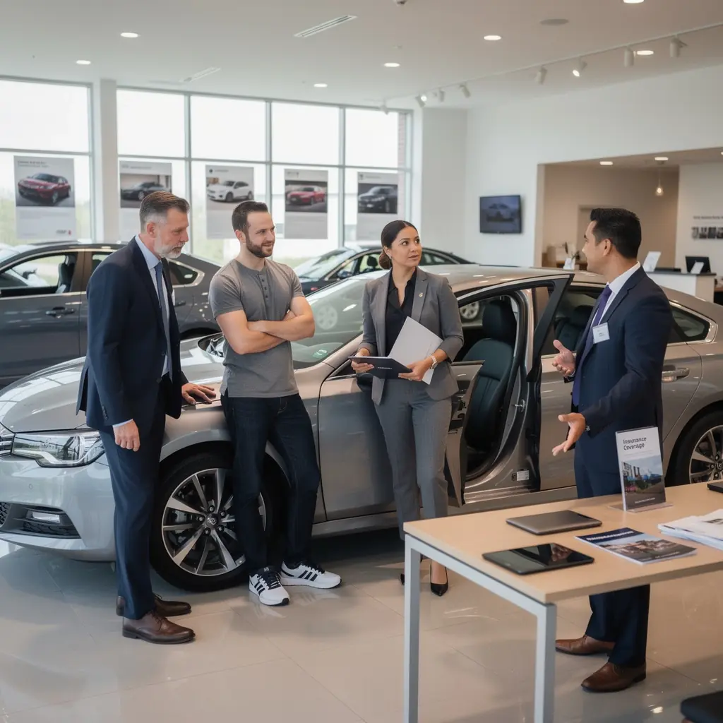 Studenci przeglądający różne opcje ubezpieczenia samochodowego na laptopie w przytulnym biurze.