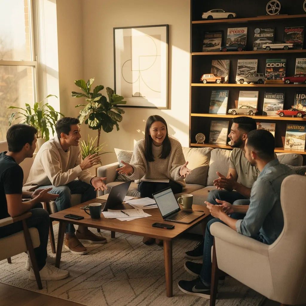 Młoda para omawiająca szczegóły odnawiania polisy ubezpieczeniowej z doradcą.